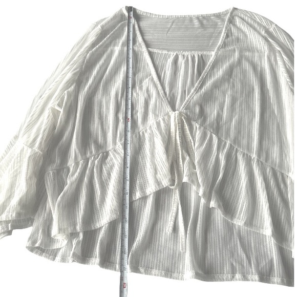 ✨Sold✨4/$20 Kimono Style White Sheer Top With Front Tie Closure New 2XL - Picture 6 of 11